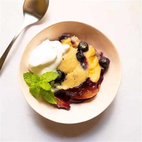 slow-cooker-peach-blueberry-cobbler-healthy image