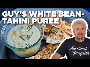guy-fieris-white-bean-tahini-puree-with-toasted-pitas image