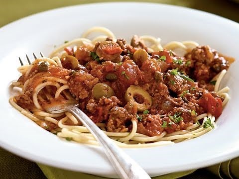 spanish-spaghetti-with-olives-dinner-tonight image