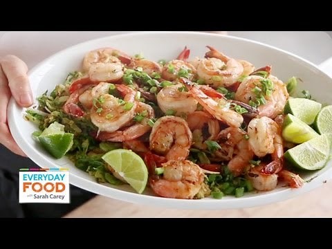 spicy-shrimp-and-brussels-sprout-stir-fry-everyday-food image
