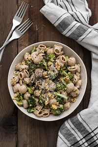 roasted-broccoli-pasta-with-roasted-garlic-goat-cheese image