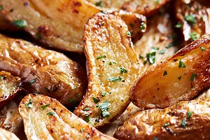 easy-roasted-fingerling-potatoes-recipe-with-garlic image