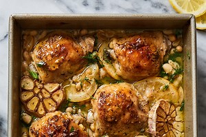 roasted-chicken-with-white-beans-and-20-cloves-of-garlic image