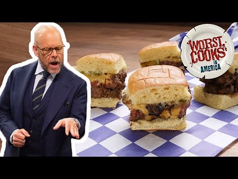 alton-brown-makes-mini-man-burgers-with-grilled-onions image
