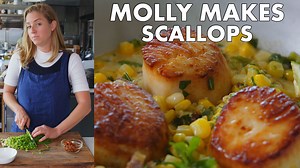 molly-makes-scallops-with-corn-and-chorizo-bon-apptit image