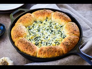 cheesy-herbed-pull-aparts-with-spinach-artichoke-dip-youtube image