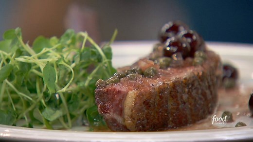 food-network-crispy-duck-breast-with-caper-cherry-sauce image