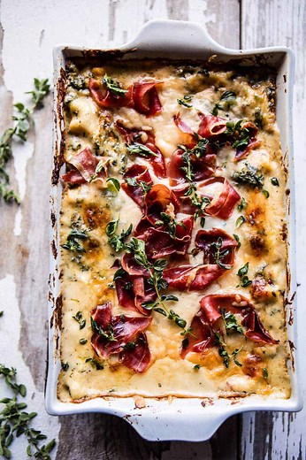crispy-prosciutto-cheesy-white-lasagna-half-baked image