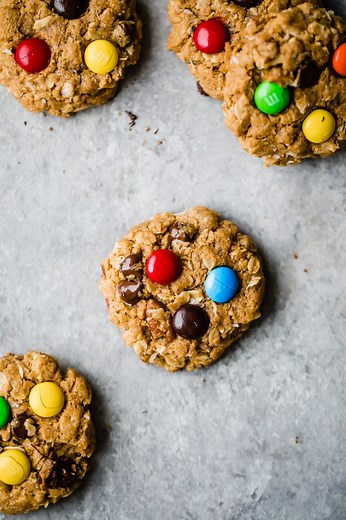 healthier-flourless-monster-cookies-ambitious-kitchen image