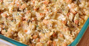 easy-chicken-and-stuffing-casserole-with-stove-top image