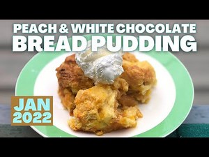 peach-white-chocolate-bread-pudding-southern-food image