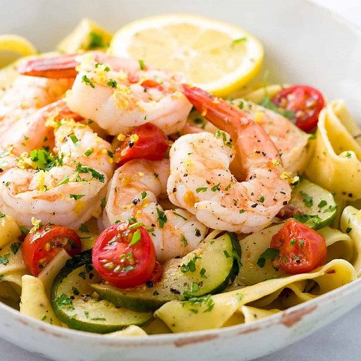 shrimp-pasta-with-lemon-garlic-sauce-jessica-gavin image
