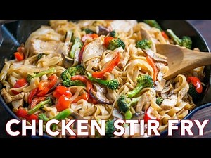 chicken-stir-fry-with-rice-noodles-30-minute-meal image