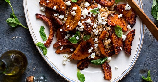 farro-with-roasted-squash-feta-and-mint-the-new image