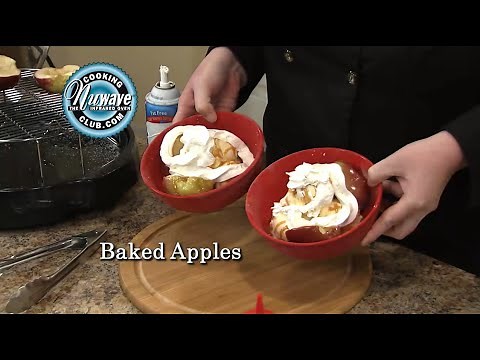 baked-apple-over-vanilla-ice-cream-caramel-sauce image