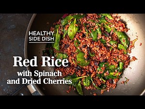 how-to-make-healthy-side-dish-red-rice-spinach image