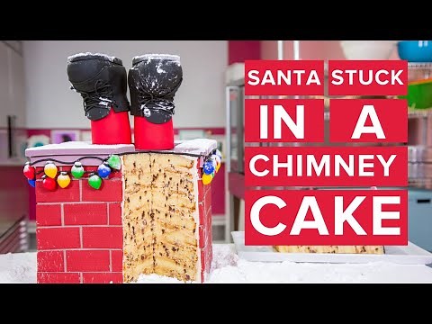 santa-stuck-in-a-chimney-cake-christmas-baking image